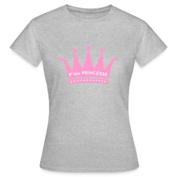P'tite Princesse - T-shirt Femme - gris chiné - Devant - AI Model Female 172 dark (172cm)