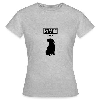 Staff only. - Women's T-Shirt - heather grey - Front - AI Model Female 172 dark (172cm)