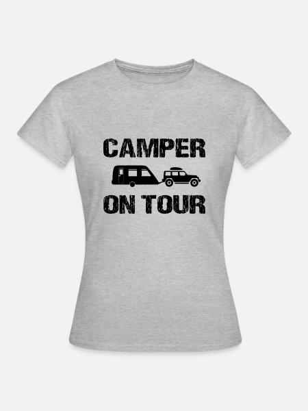 Camping - Frauen T-Shirt - Grau meliert