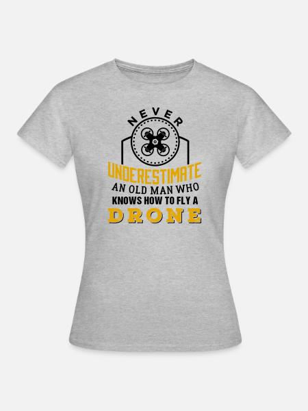 Cool Old Man Drone Pilot T - Vrouwen T-shirt - grijs gemêleerd