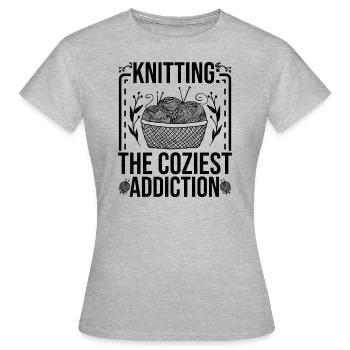 Tricoter la dépendance la plus confortable - T-shirt Femme - gris chiné - Devant - AI Model Female 172 dark (172cm)