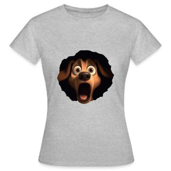 Schockierter Hund - Frauen T-Shirt - Grau meliert - Vorne - AI Model Female 172 dark (172cm)