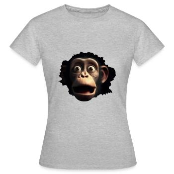 Schockierter Affe - Frauen T-Shirt - Grau meliert - Vorne - AI Model Female 172 dark (172cm)
