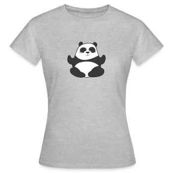 Yoga - Panda meditiert im Lotussitz - Frauen T-Shirt - Grau meliert - Vorne - AI Model Female 172 dark (172cm)