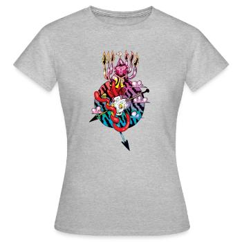 Monkeys gone to heaven - T-shirt Femme - gris chiné - Devant - AI Model Female 172 dark (172cm)