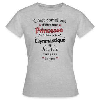 Princesse adepte de Gymnastique - T-shirt Femme - gris chiné - Devant - AI Model Female 172 dark (172cm)