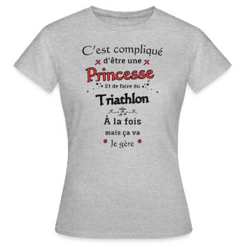 Princesse Et Triathlon - T-shirt Femme - gris chiné - Devant - AI Model Female 172 dark (172cm)