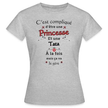 Princesse Tata - T-shirt Femme - gris chiné - Devant - AI Model Female 172 dark (172cm)