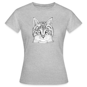 Tête de chat dessinée - T-shirt Femme - gris chiné - Devant - AI Model Female 172 dark (172cm)
