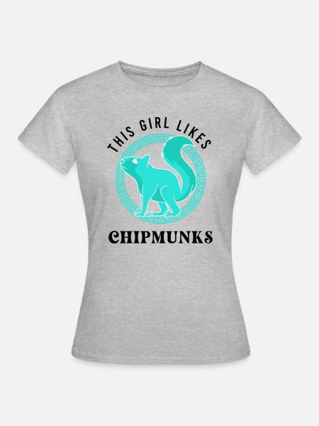 Mädchen mag Chipmunks Niedliches Waldtier - Frauen T-Shirt - Grau meliert