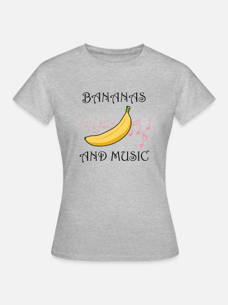 Bananen und Musiknoten, die exotische Früchte - Frauen T-Shirt - Grau meliert