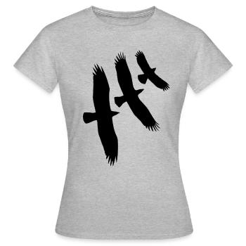 Geier, Adler, Bussard - Vögel der Berge - Geschenk - Frauen T-Shirt - Grau meliert - Vorne - AI Model Female 172 dark (172cm)