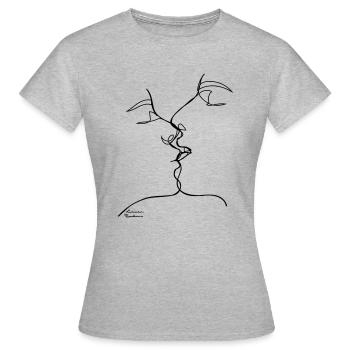 Valentinstag Kuss - Frauen T-Shirt - Grau meliert - Vorne - AI Model Female 172 dark (172cm)