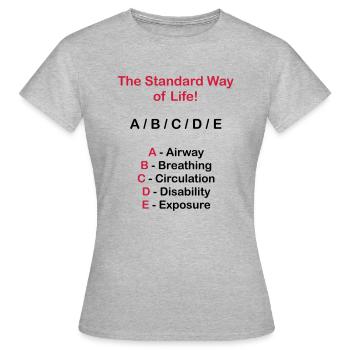 Rettungsdienst ABC Schema - Frauen T-Shirt - Grau meliert - Vorne - AI Model Female 172 dark (172cm)