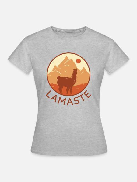 Lama Namaste Retro Tibet - Frauen T-Shirt - Grau meliert
