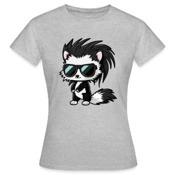 Skunk mammifère ind noir et blanc et cool - T-shirt Femme - gris chiné - Devant - AI Model Female 172 dark (172cm)