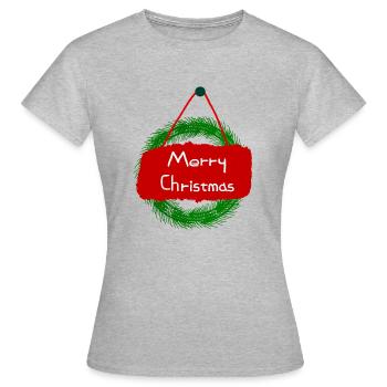 Merry Christmas greeting - Women's T-Shirt - heather grey - Front - AI Model Female 172 dark (172cm)