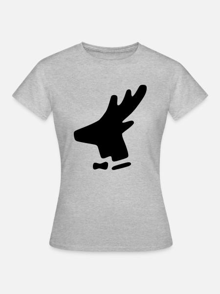 Hirsch mit Fliege solo - Frauen T-Shirt - Grau meliert