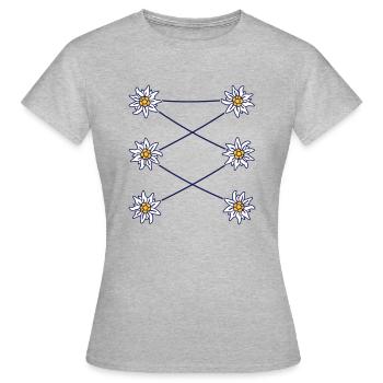 Edelweiss Dirndl - T-shirt Femme - gris chiné - Devant - AI Model Female 172 dark (172cm)