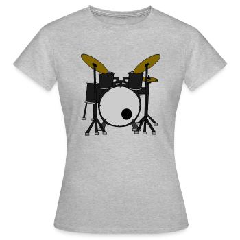 Percussions / batterie - T-shirt Femme - gris chiné - Devant - AI Model Female 172 dark (172cm)