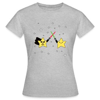 Stars Battle - Frauen T-Shirt - Grau meliert - Vorne - AI Model Female 172 dark (172cm)