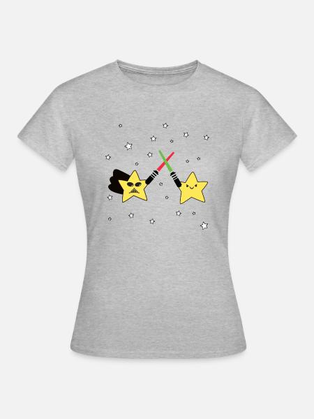 Stars Battle - Frauen T-Shirt - Grau meliert