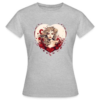 hearts pattern 4 - T-shirt Femme - gris chiné - Devant - AI Model Female 172 dark (172cm)
