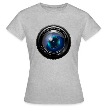 objectif de la caméra - T-shirt Femme - gris chiné - Devant - AI Model Female 172 dark (172cm)