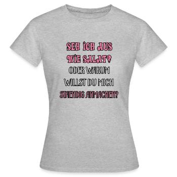 Seh ich aus wie Salat - Frauen T-Shirt - Grau meliert - Vorne - AI Model Female 172 dark (172cm)