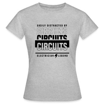 Abgelenkt durch Stromkreise Elektronische - Frauen T-Shirt - Grau meliert - Vorne - AI Model Female 172 dark (172cm)