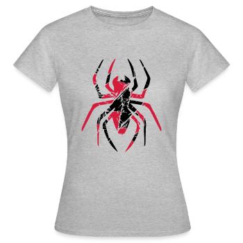 logo rouge araignée craquelures horreur dégoûtant - T-shirt Femme - gris chiné - Devant - AI Model Female 172 dark (172cm)