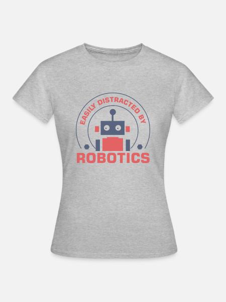 Abgelenkt von Robotik Nette Robotertechnik - Frauen T-Shirt - Grau meliert