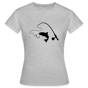 Fishing rod and fish, fishing - Women's T-Shirt - heather grey - Front - AI Model Female 172 dark (172cm)