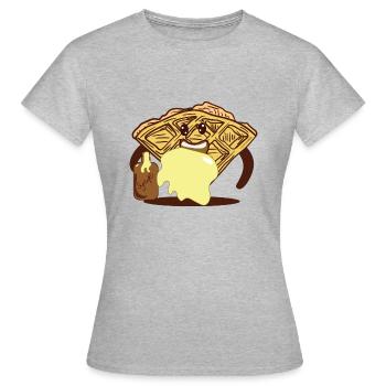 In Sirup getränkte Waffel Ironic Waffle Fan - Frauen T-Shirt - Grau meliert - Vorne - AI Model Female 172 dark (172cm)