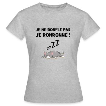 je ne ronfle pas je ronronne cadeau humour drôle - T-shirt Femme - gris chiné - Devant - AI Model Female 172 dark (172cm)