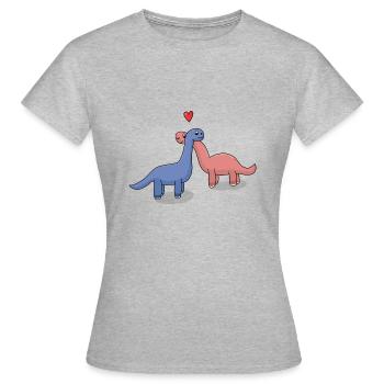 Long neck dinosaur pair - Women's T-Shirt - heather grey - Front - AI Model Female 172 dark (172cm)