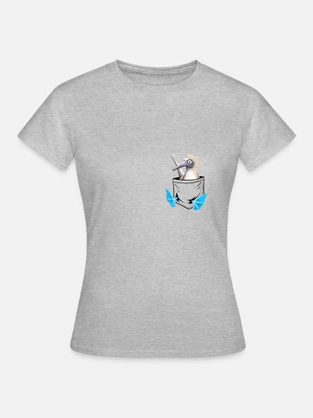 Lustiger Meeres-Vogel Blaufußtölpel In Tasche - Frauen T-Shirt - Grau meliert