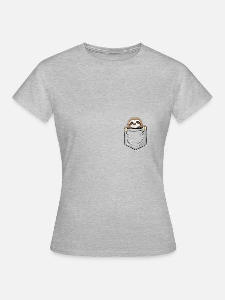 Für Faultier-Fans Lustiges Baby Faultier In Tasche - Frauen T-Shirt - Grau meliert