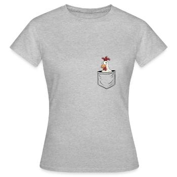 Chicken Fan Art Crazy Chicken In Bag Gift - Women's T-Shirt - heather grey - Front - AI Model Female 172 dark (172cm)