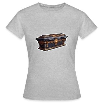 Sarg / Letzte Ruhestätte / Erde / Bestattung - Frauen T-Shirt - Grau meliert - Vorne - AI Model Female 172 dark (172cm)