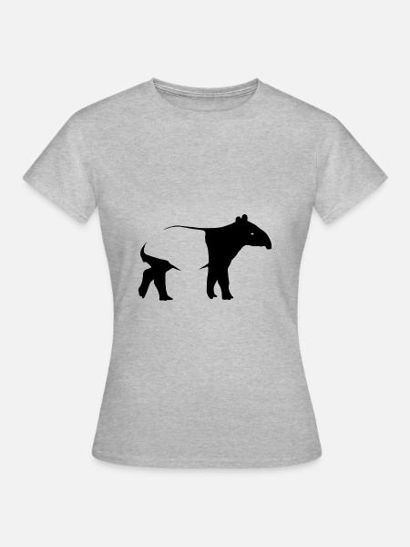Schabracken Tapir Silhoutte exotisch Tier Geschenk - Frauen T-Shirt - Grau meliert