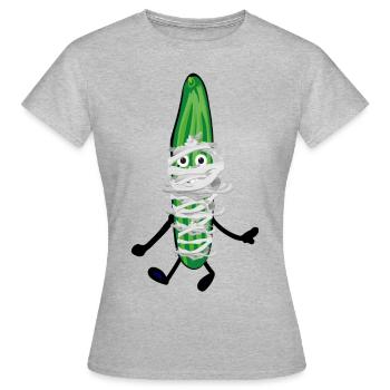 concombre, momie, bandage, halloween - T-shirt Femme - gris chiné - Devant - AI Model Female 172 dark (172cm)