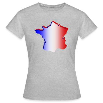 Rote, weiße und blaue Verlaufskarte von Frankreich - Frauen T-Shirt - Grau meliert - Vorne - AI Model Female 172 dark (172cm)