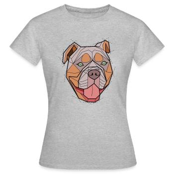 Bulldog géométrique (couleur) - T-shirt Femme - gris chiné - Devant - AI Model Female 172 dark (172cm)