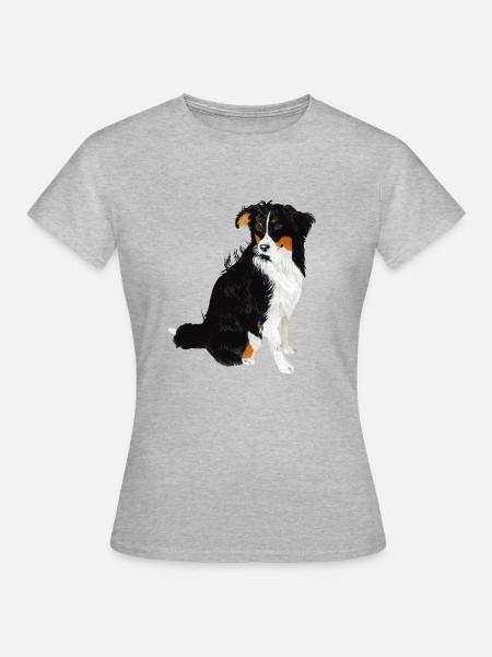 Aussie Nanouk, sitzend - Aquarell - Frauen T-Shirt - Grau meliert
