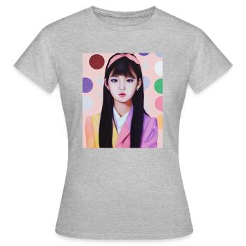 Mignonne K Pop Idol de Corée sur une photo d’école - T-shirt Femme - gris chiné - Devant - AI Model Female 172 dark (172cm)