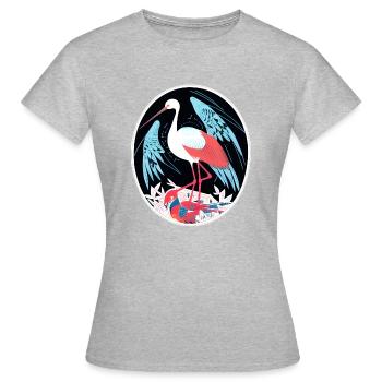 Oiseau-grue - T-shirt Femme - gris chiné - Devant - AI Model Female 172 dark (172cm)