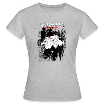 Kanton Basel - Frauen T-Shirt - Grau meliert - Vorne - AI Model Female 172 dark (172cm)