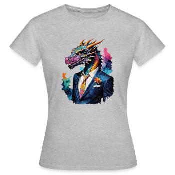 Dragon en costume - T-shirt Femme - gris chiné - Devant - AI Model Female 172 dark (172cm)
