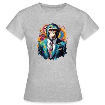 Singe en costume - T-shirt Femme - gris chiné - Devant - AI Model Female 172 dark (172cm)